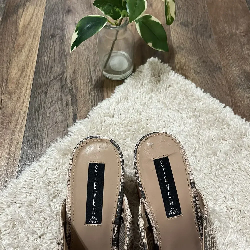 Steven Steve Madden Bold Snakeskin Print Faux Leather Nellie Slip-On Heel Mules